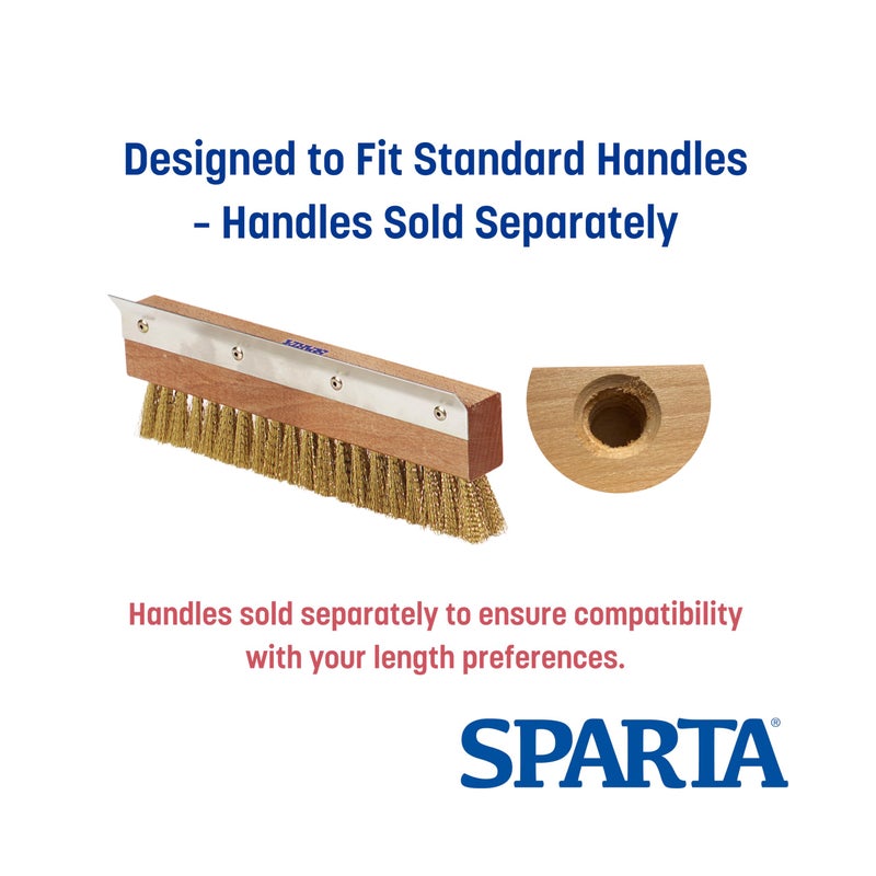 SPARTA Pizza Oven Brush Replacement Head with Crimped Brass Bristles and Stainless-Steel Scraper, Durable, Ideal for Commercial Kitchens, 10 Inches, Wood - Image 2