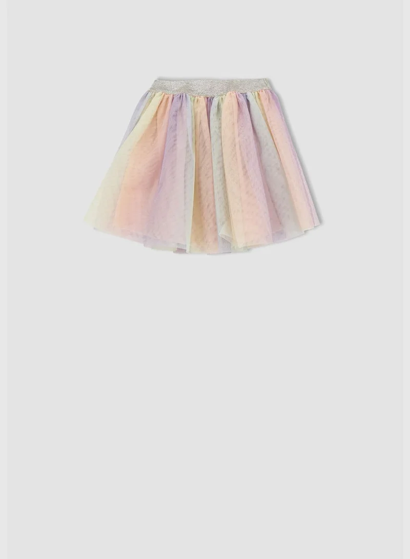 DeFacto Elasticated Waist Rainbow Print Tulle Skirt