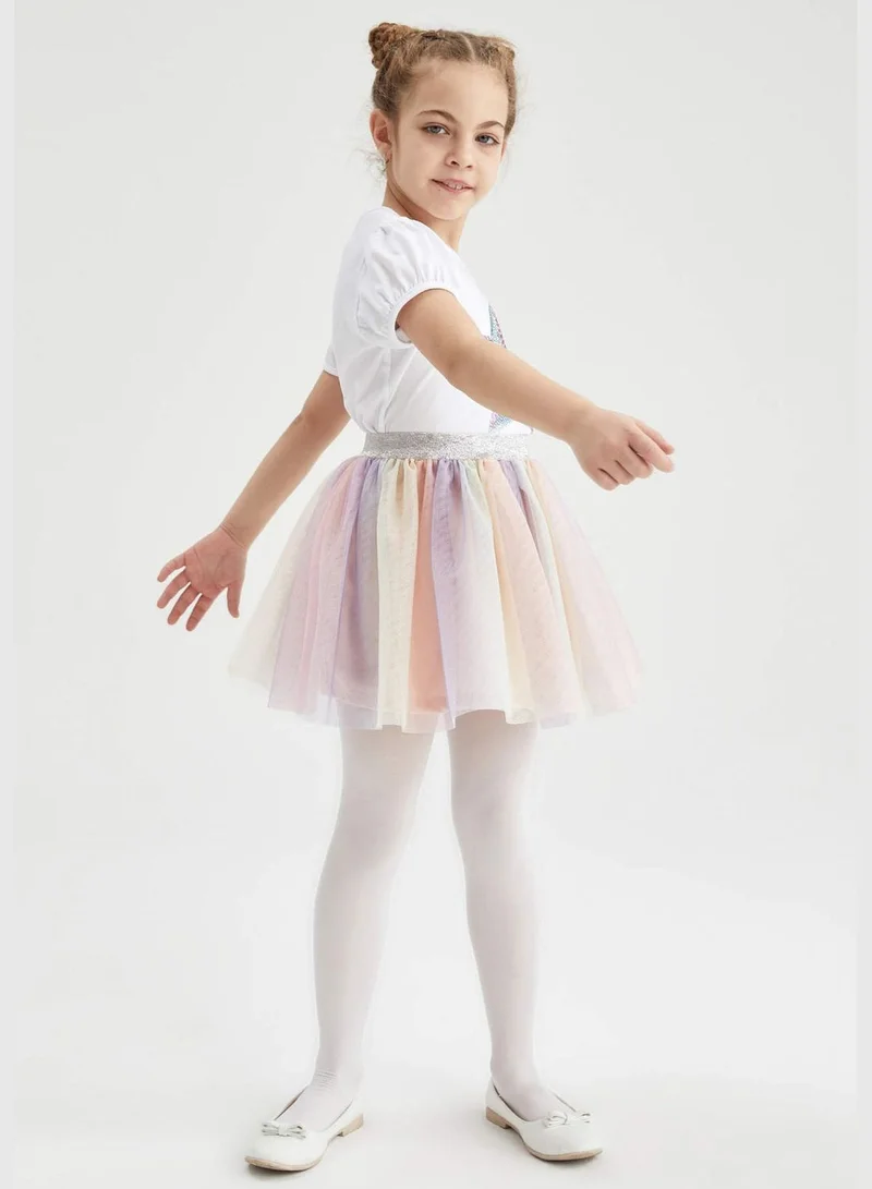 DeFacto Elasticated Waist Rainbow Print Tulle Skirt
