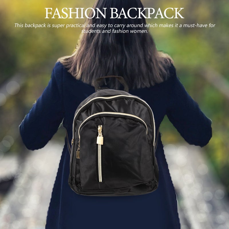 Korean Style Nylon Women Shoulder Bag Fashion Portable Lady Handbag Casual Backpack for Girls (Black) - Image 3