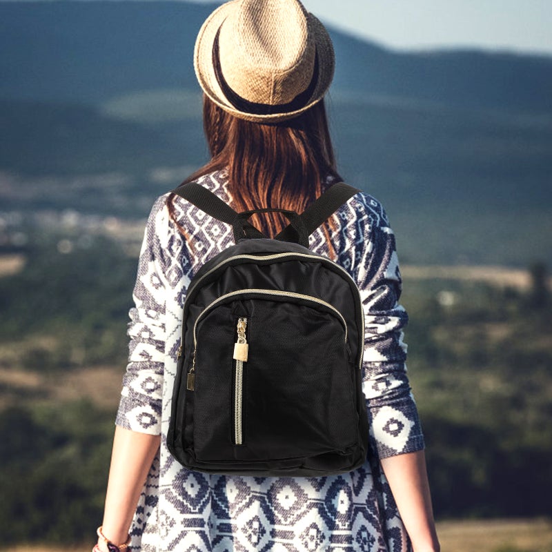 Korean Style Nylon Women Shoulder Bag Fashion Portable Lady Handbag Casual Backpack for Girls (Black) - Image 2