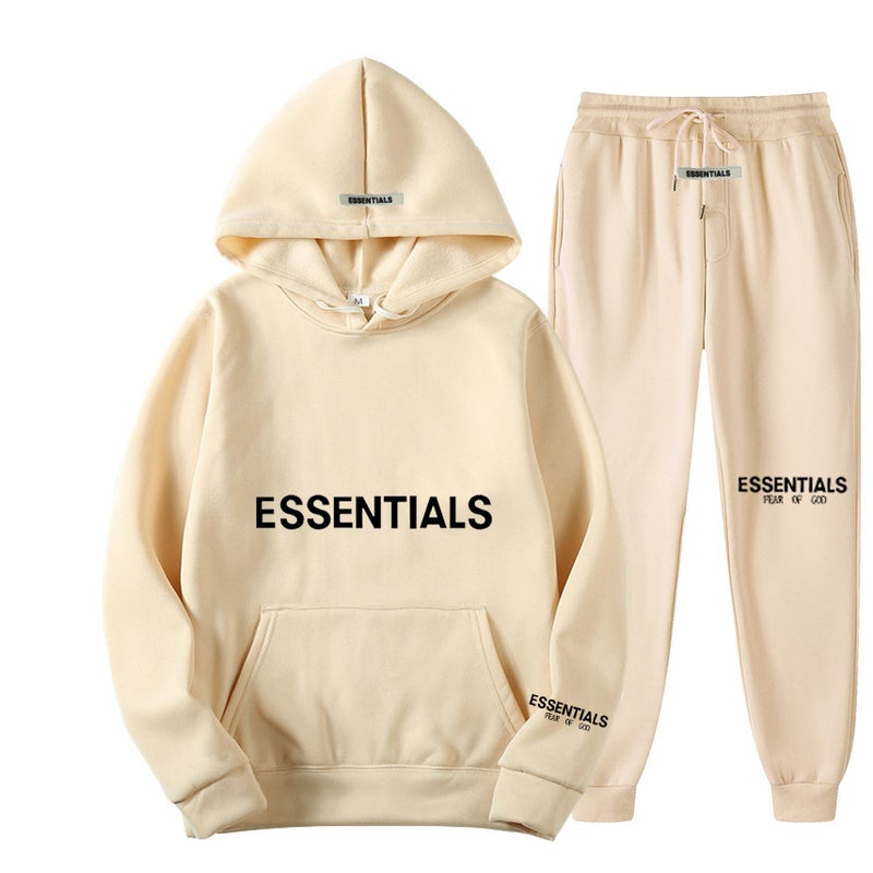 Fearofgod Essentials Hoodie Set With Logo Print Unisex Sweatshirt F Trendy Outfit - Image 2
