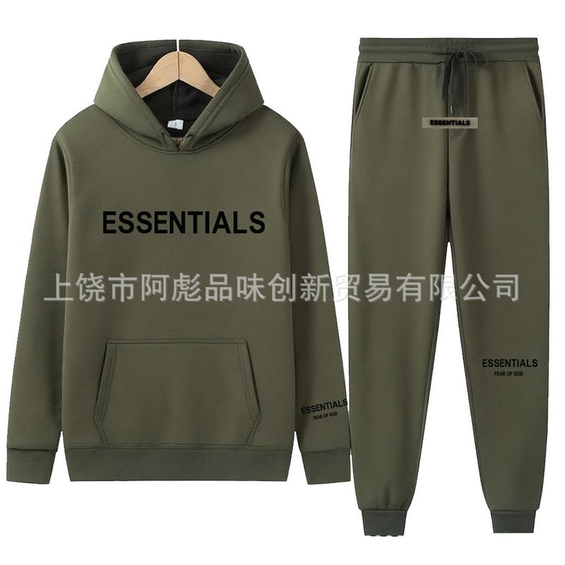 Fearofgod Essentials Hoodie Set With Logo Print Unisex Sweatshirt F Trendy Outfit - Image 4