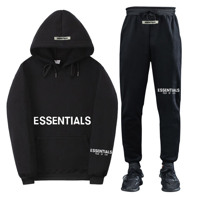 Fearofgod Essentials Hoodie Set With Logo Print Unisex Sweatshirt F Trendy Outfit - Image 3