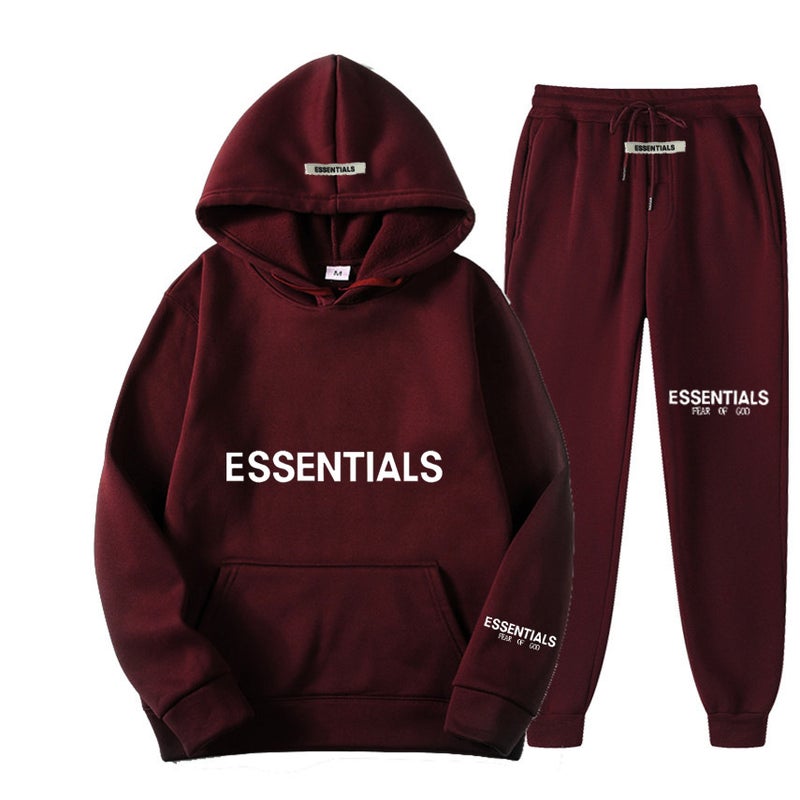 Fearofgod Essentials Hoodie Set With Logo Print Unisex Sweatshirt F Trendy Outfit - Image 5