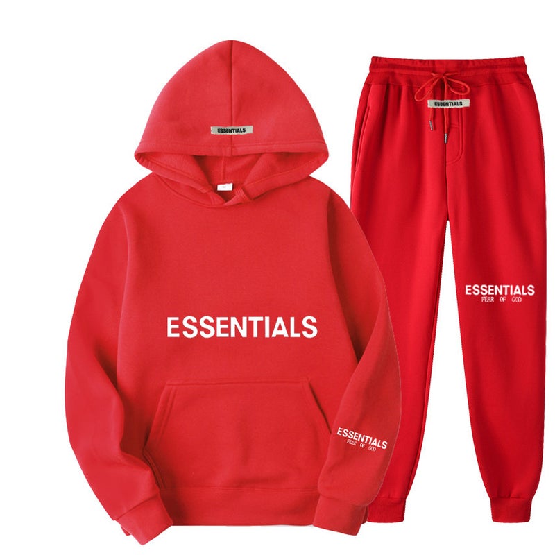 Fearofgod Essentials Hoodie Set With Logo Print Unisex Sweatshirt F Trendy Outfit - Image 1