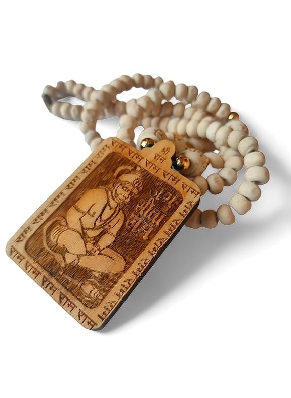 Hoppokart Bageshwar Dham Tulasi kanthi Mala with Hanuman Locket Chain Jay shri Ram Hand Made Original Bageshwar Dham Kanthi Mala Mala For Unisex Adult 1pcs  - Image 3