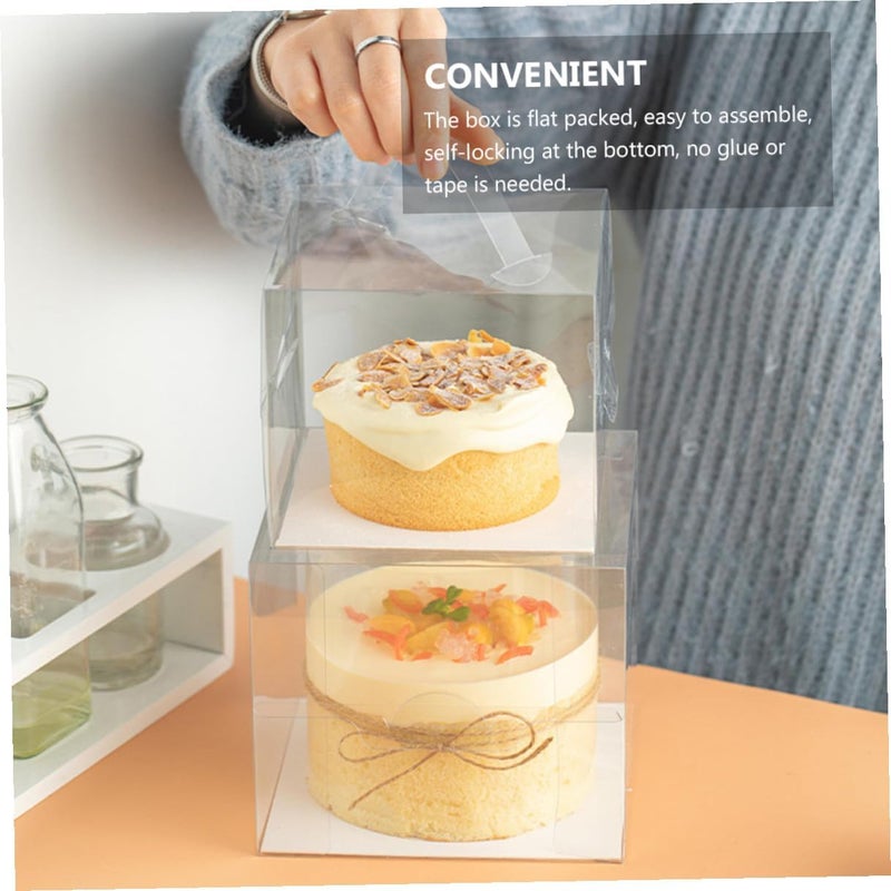 MAGICLULU 10pcs 4-inch Handheld Cake Boxes for Bakery and Home Use Portable Cake Carriers with Handle Suitable for Birthday Wedding and Party Packaging - Image 4