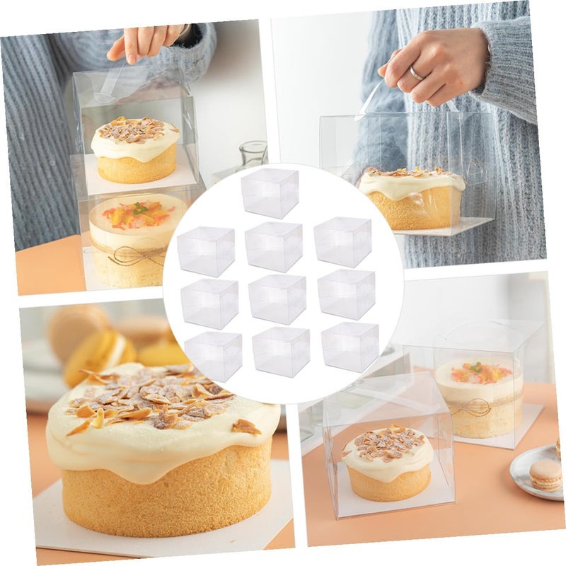 MAGICLULU 10pcs 4-inch Handheld Cake Boxes for Bakery and Home Use Portable Cake Carriers with Handle Suitable for Birthday Wedding and Party Packaging - Image 3
