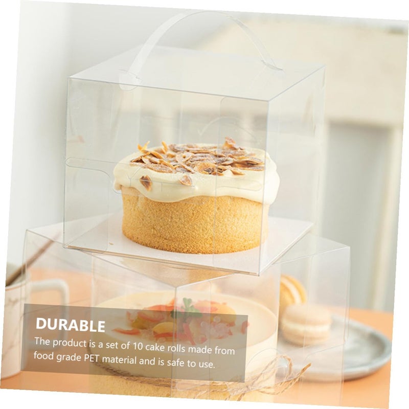 MAGICLULU 10pcs 4-inch Handheld Cake Boxes for Bakery and Home Use Portable Cake Carriers with Handle Suitable for Birthday Wedding and Party Packaging - Image 5