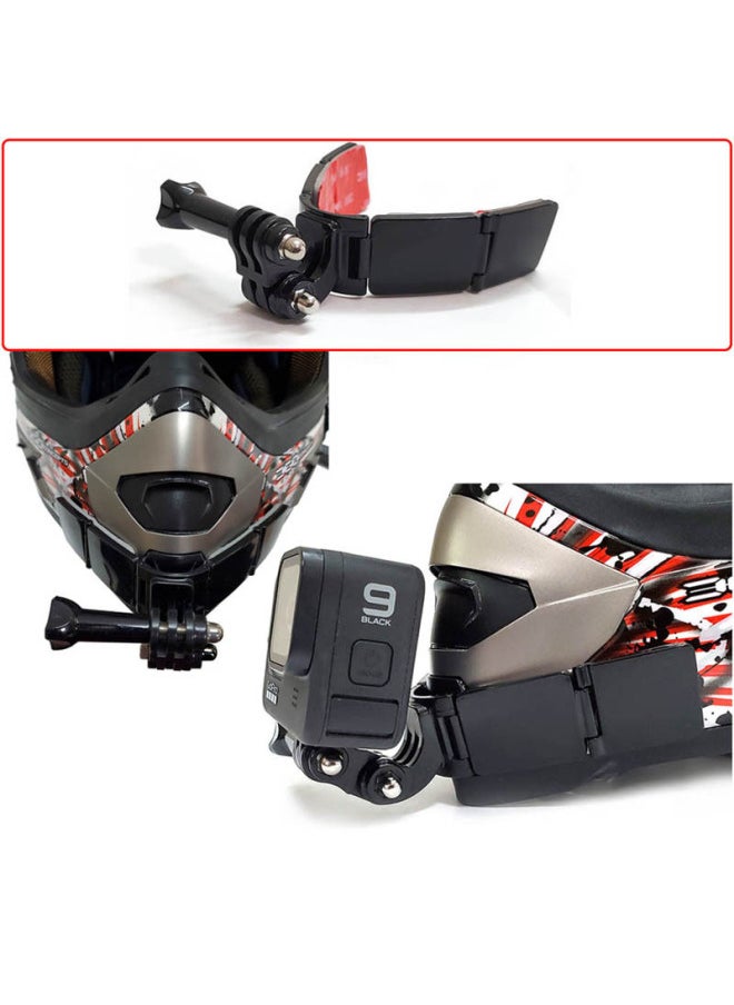 Generic - Digital Computer Sports Camera Accessories - Lens Hood For Gopro Hero 4 3 3 2 1 - Prevents Light Leakage Lens Flare-Color:Hinge Type Helmet Chin Bracket (including 4 Pieces Of Glue) + Mobile Phone Clip + Lanyard (bag) - Image 1