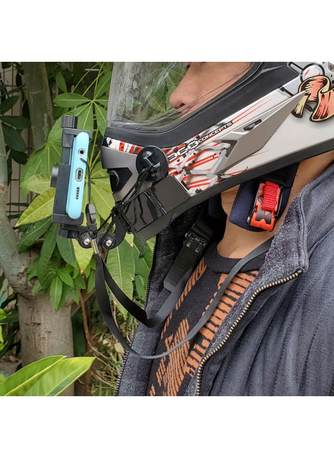 Generic - Digital Computer Sports Camera Accessories - Lens Hood For Gopro Hero 4 3 3 2 1 - Prevents Light Leakage Lens Flare-Color:Hinge Type Helmet Chin Bracket (including 4 Pieces Of Glue) + Mobile Phone Clip + Lanyard (bag) - Image 1