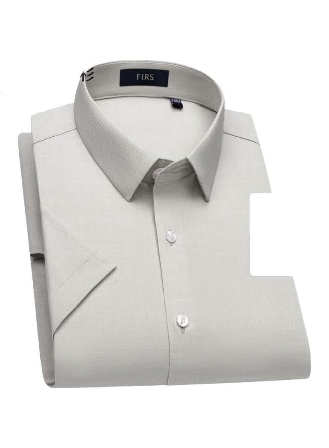 FIRS Men'S Short Sleeve Summer Casual Business Comfortable Elastic Cool Feeling Shirt Light Khaki 41 - Image 1