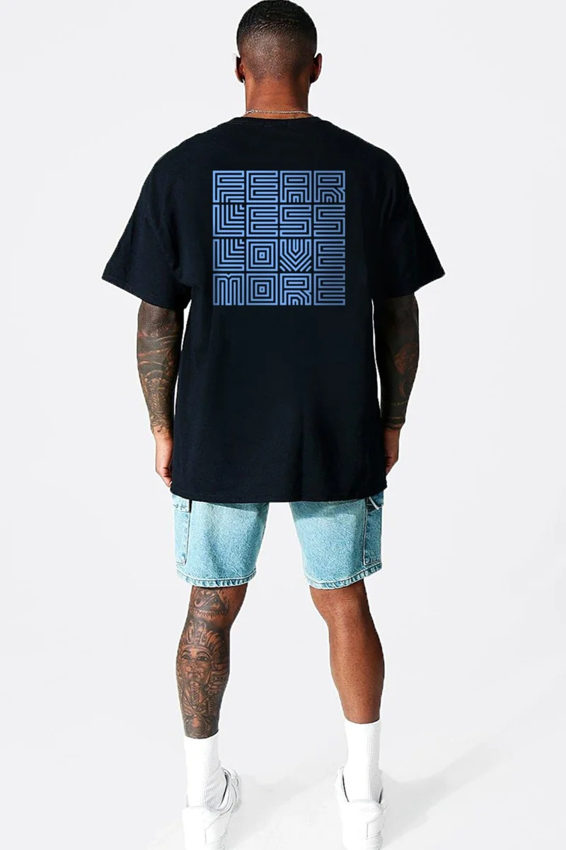 Love in the Square Black Short Sleeve Front and Back Printed Oversize Men's T-Shirt