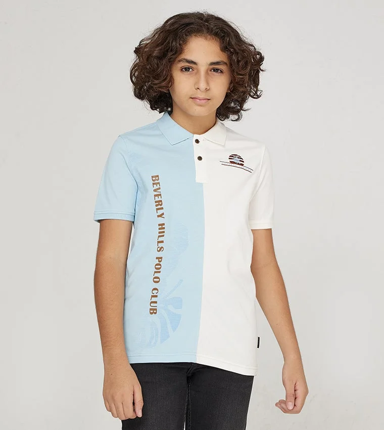 BEVERLY HILLS POLO CLUB Beverly Hills Polo Club Logo Embroidered Striped Polo T-Shirt