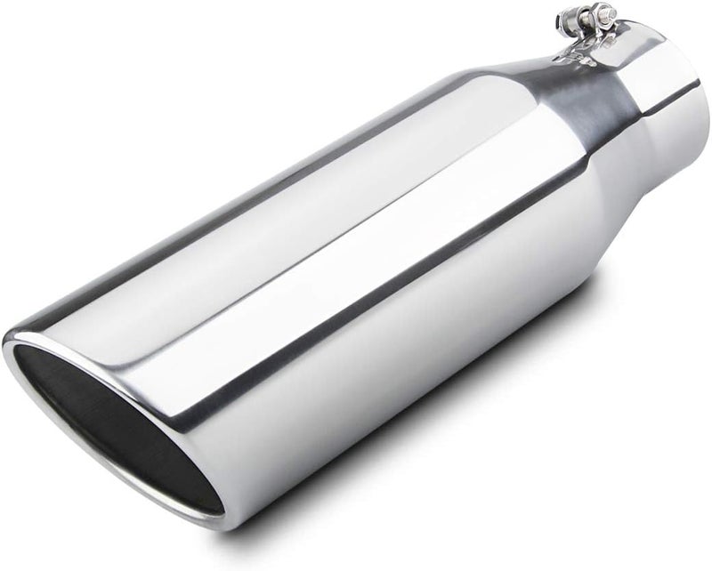 LCGP Diesel Exhaust Tip 4" Inlet, 6" Outlet, 18" Overall Length - Polished Stainless Steel Bolt-On Truck Tip - Image 1