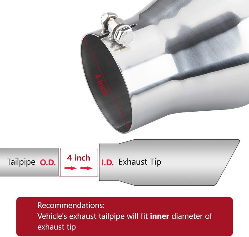 LCGP Diesel Exhaust Tip 4" Inlet, 6" Outlet, 18" Overall Length - Polished Stainless Steel Bolt-On Truck Tip - Image 3