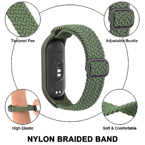 Tobfit Nylon Single Loop Woven Watch Strap Compatible with Xiaomi Mi Band 3/4 / 5/6 / 7 / Amazfit Band 5 Smart Watch (Watch Not Included), Removable Sport Belt for Men and Women(Green) - Image 2