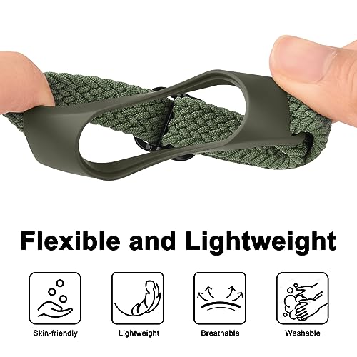 Tobfit Nylon Single Loop Woven Watch Strap Compatible with Xiaomi Mi Band 3/4 / 5/6 / 7 / Amazfit Band 5 Smart Watch (Watch Not Included), Removable Sport Belt for Men and Women(Green) - Image 3
