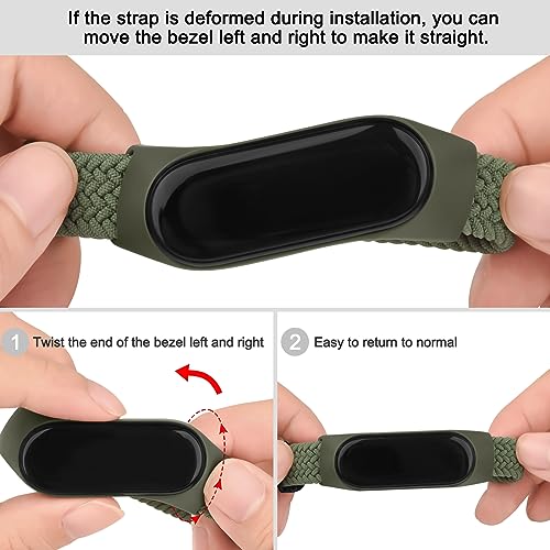 Tobfit Nylon Single Loop Woven Watch Strap Compatible with Xiaomi Mi Band 3/4 / 5/6 / 7 / Amazfit Band 5 Smart Watch (Watch Not Included), Removable Sport Belt for Men and Women(Green) - Image 5