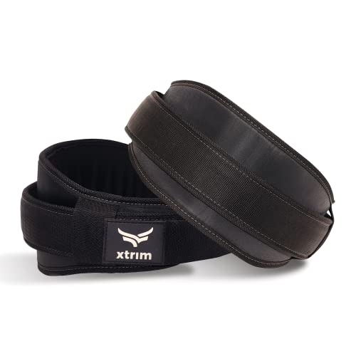XTRIM Wings 6-Inches Unisex Weightlifting Gym Belt Ultra-Light Foam Core for Fitness Workout, Double Belt Contoured Design, Reinforced Stitching for Durability, Hook & Loop Closure (Black, Large) - Image 1