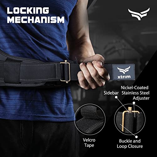XTRIM Wings 6-Inches Unisex Weightlifting Gym Belt Ultra-Light Foam Core for Fitness Workout, Double Belt Contoured Design, Reinforced Stitching for Durability, Hook & Loop Closure (Black, Large) - Image 5