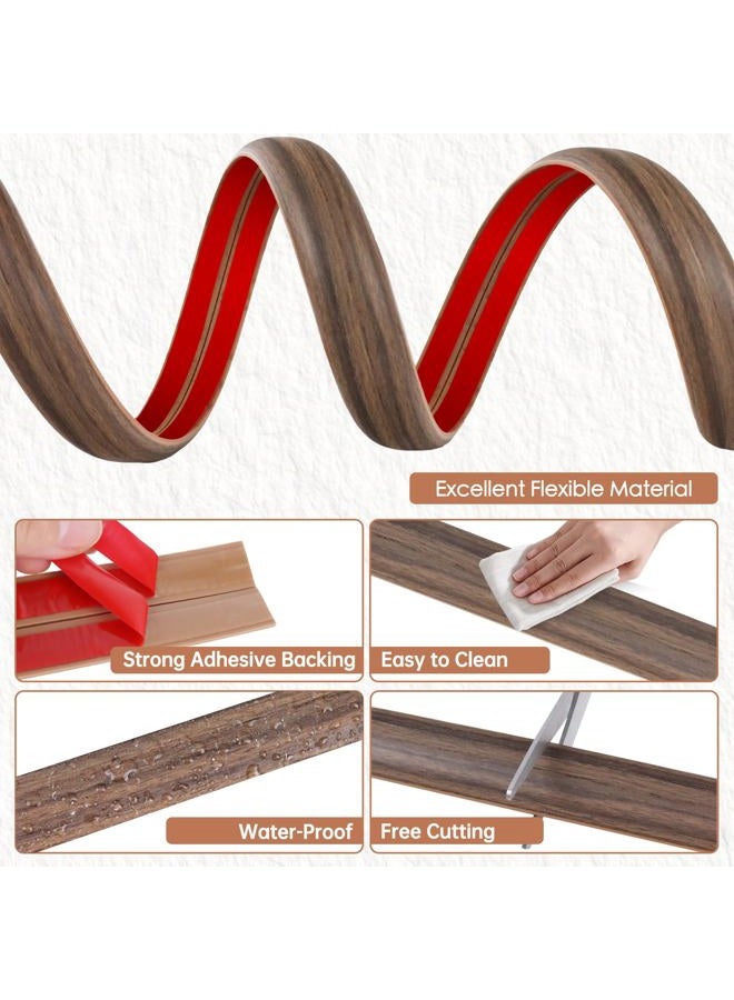 EYAYEN Floor Cord Cover for Wires on Floor Self Adhesive Cord Hider Floor Cable Management Wire Covers for Cords Protector Prevent Cable Trips Cord Cavity W 0.51" x H 0.31", Misty Brown Wood, 3.3Ft - Image 2