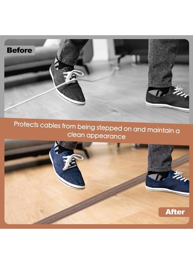 EYAYEN Floor Cord Cover for Wires on Floor Self Adhesive Cord Hider Floor Cable Management Wire Covers for Cords Protector Prevent Cable Trips Cord Cavity W 0.51" x H 0.31", Misty Brown Wood, 3.3Ft - Image 4
