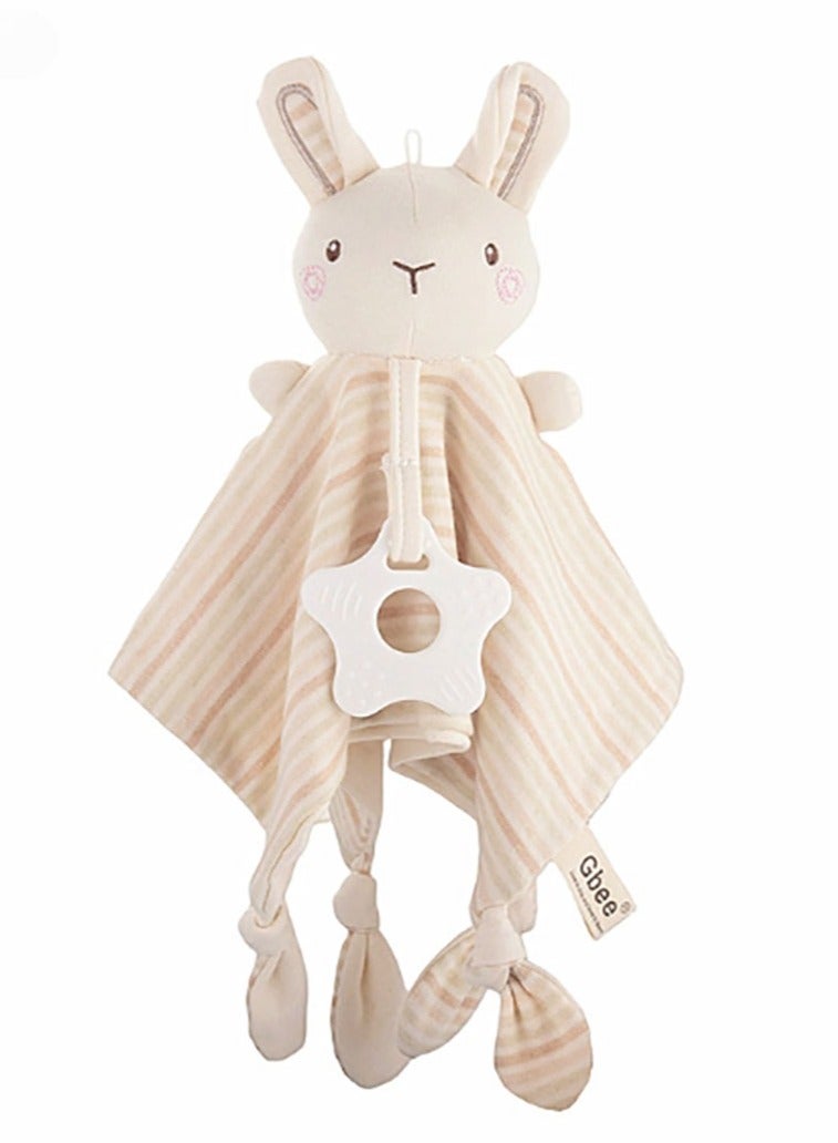 Jingke Baby Safety Blanket Cute Animals Seeping Doll Safety Blanket Early Education Educational Toys Comfort Towel,Rabbit Organic Cotton Teething Gel Soothing Pad - Image 1