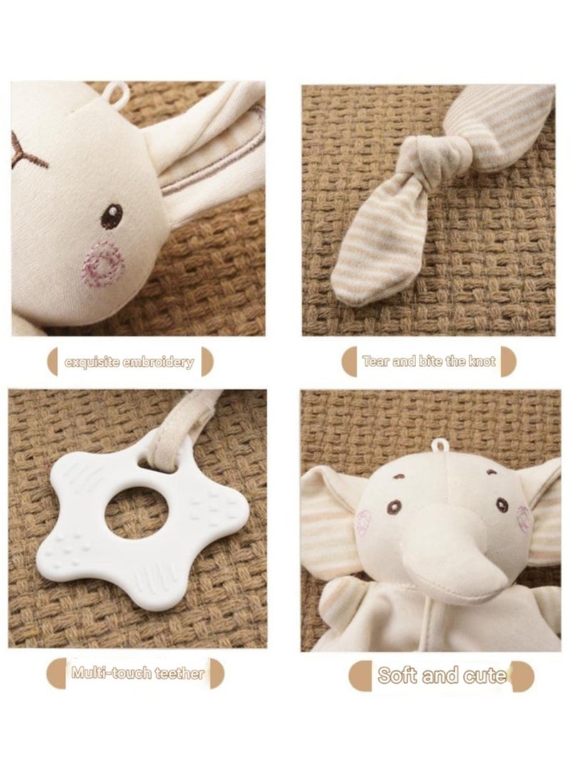 Jingke Baby Safety Blanket Cute Animals Seeping Doll Safety Blanket Early Education Educational Toys Comfort Towel,Rabbit Organic Cotton Teething Gel Soothing Pad - Image 4
