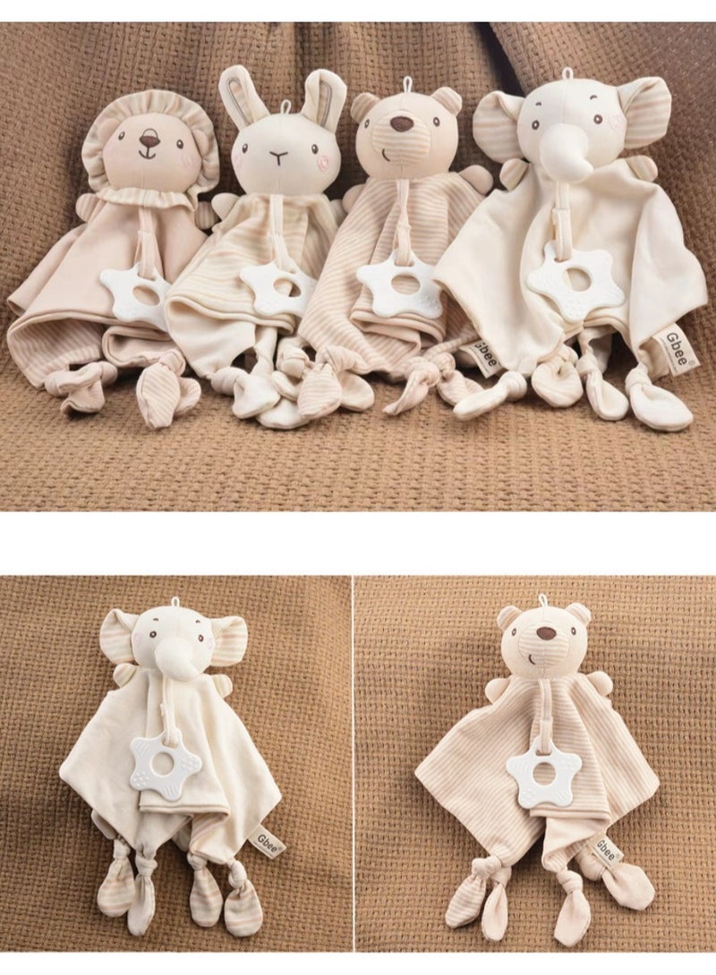 Jingke Baby Safety Blanket Cute Animals Seeping Doll Safety Blanket Early Education Educational Toys Comfort Towel,Rabbit Organic Cotton Teething Gel Soothing Pad - Image 5