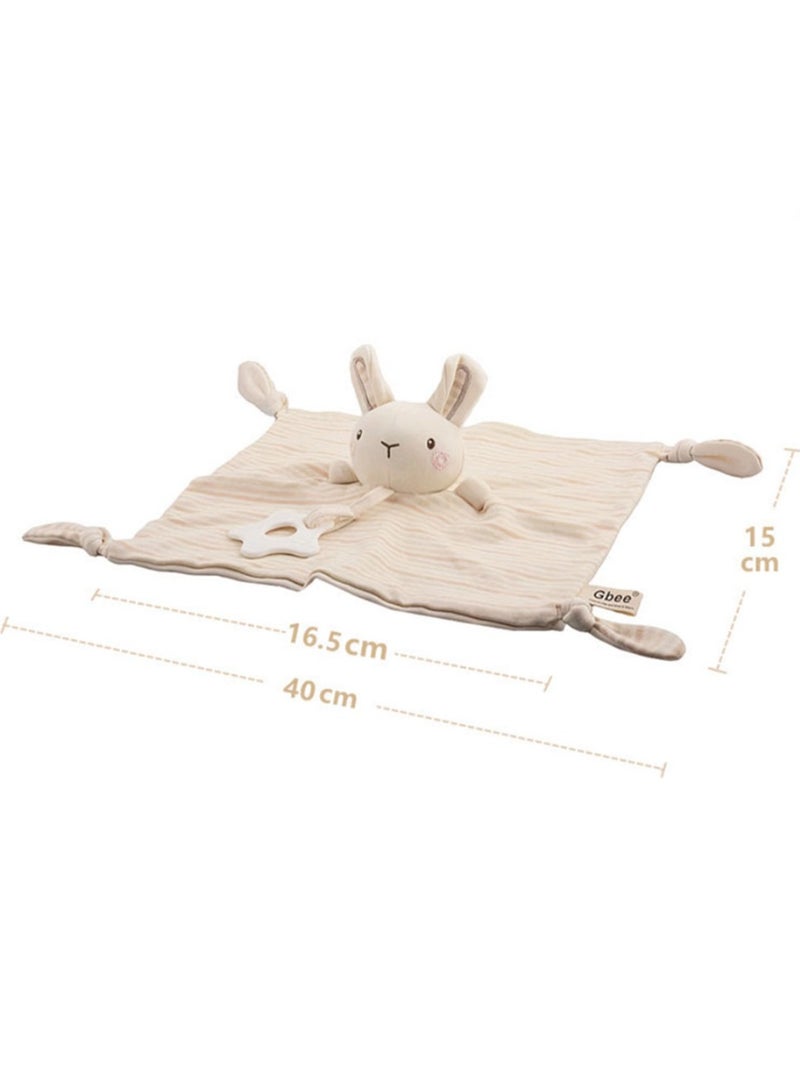 Jingke Baby Safety Blanket Cute Animals Seeping Doll Safety Blanket Early Education Educational Toys Comfort Towel,Rabbit Organic Cotton Teething Gel Soothing Pad - Image 2