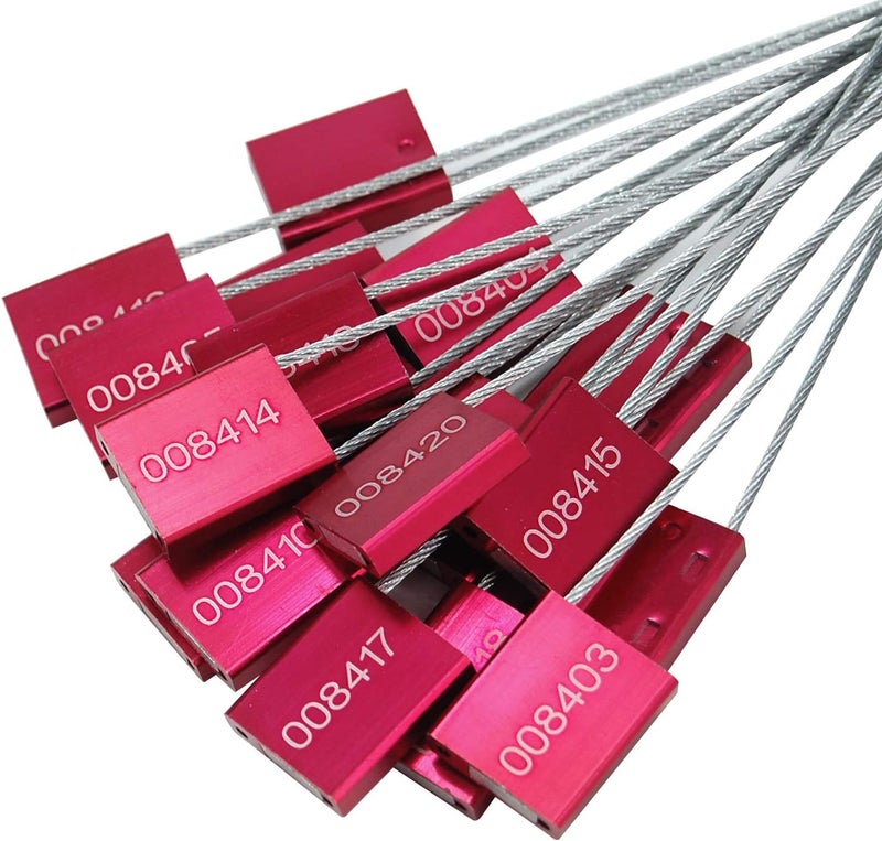 LeadSeals (R) 50 Red Steel Cable Seals Metal High Security Seals Numbered Truck Trailer Seal Anti-Tamper Pull-Tite Security Tags Aluminum Body Transport Shipping Seal Self-Locking Safety Ties ISO 17712 - Image 3