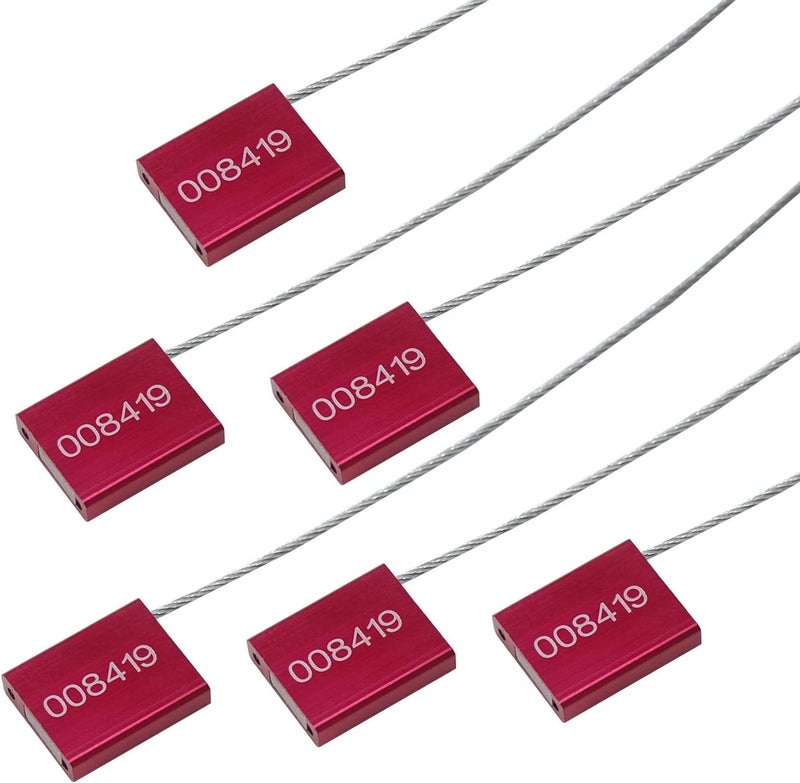 LeadSeals (R) 50 Red Steel Cable Seals Metal High Security Seals Numbered Truck Trailer Seal Anti-Tamper Pull-Tite Security Tags Aluminum Body Transport Shipping Seal Self-Locking Safety Ties ISO 17712 - Image 5