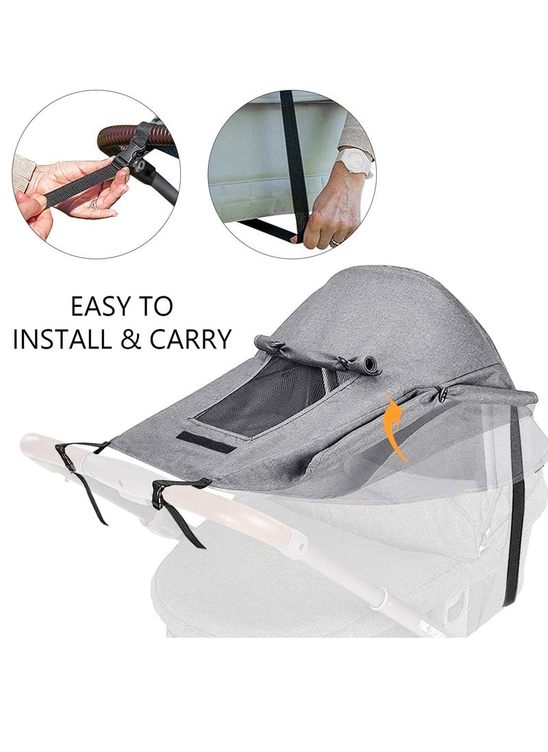 SYOSI Baby Pram Sun Shade, Universal Stroller Buggy Sun Canopy, Awning UPF50+ Pushchair Parasol Accessories Can Slide Freely for UV Protection, Sun Protection, Light Blocking  - Image 5