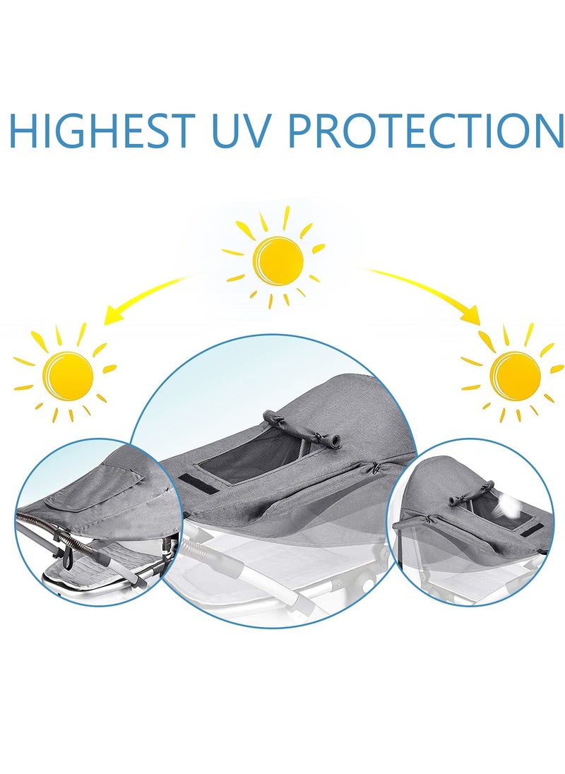 SYOSI Baby Pram Sun Shade, Universal Stroller Buggy Sun Canopy, Awning UPF50+ Pushchair Parasol Accessories Can Slide Freely for UV Protection, Sun Protection, Light Blocking  - Image 4
