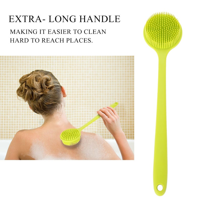 Silicone Soft Long Handle Shower Exfoliating Brush Body Scrubber Bath Shower Massage Brush - Image 3