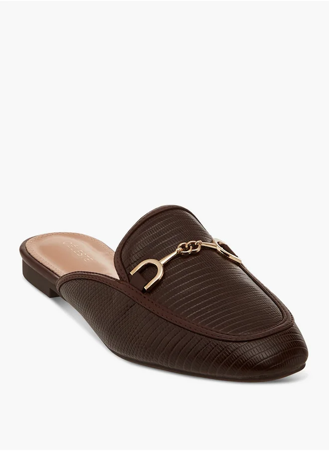 Celeste Women's Textured Slip-On Mules with Metal Accent
