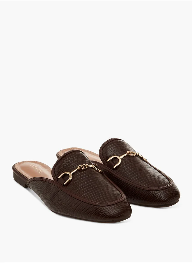Celeste Women's Textured Slip-On Mules with Metal Accent