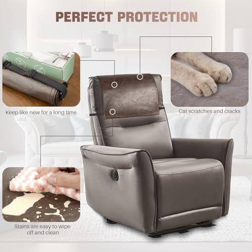 Xmntdo Recliner Headrest Protector,Non Slip Waterproof Headrest Cover,Leather Recliner Headrest Cover for Sofa,Furniture,Living Room,Office Chair 17x27 in(Brown) - Image 5