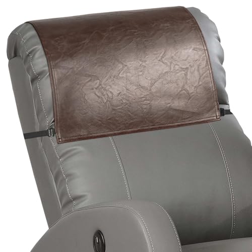 Xmntdo Recliner Headrest Protector,Non Slip Waterproof Headrest Cover,Leather Recliner Headrest Cover for Sofa,Furniture,Living Room,Office Chair 17x27 in(Brown) - Image 1