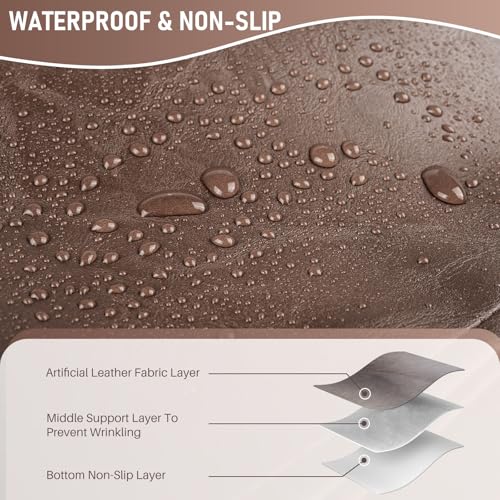 Xmntdo Recliner Headrest Protector,Non Slip Waterproof Headrest Cover,Leather Recliner Headrest Cover for Sofa,Furniture,Living Room,Office Chair 17x27 in(Brown) - Image 2