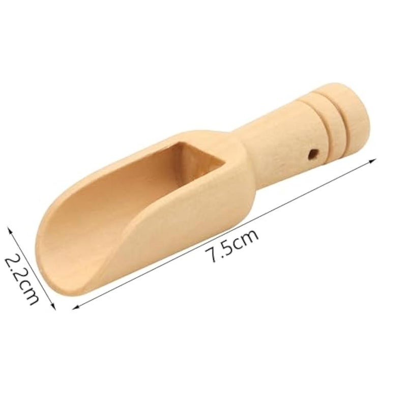 Natural Scoops - Four pack of small wooden mini spoons for honey, jam, spices, sugar, tea powder and bath salts, made from pure wood, size 7.5cm each - Image 2
