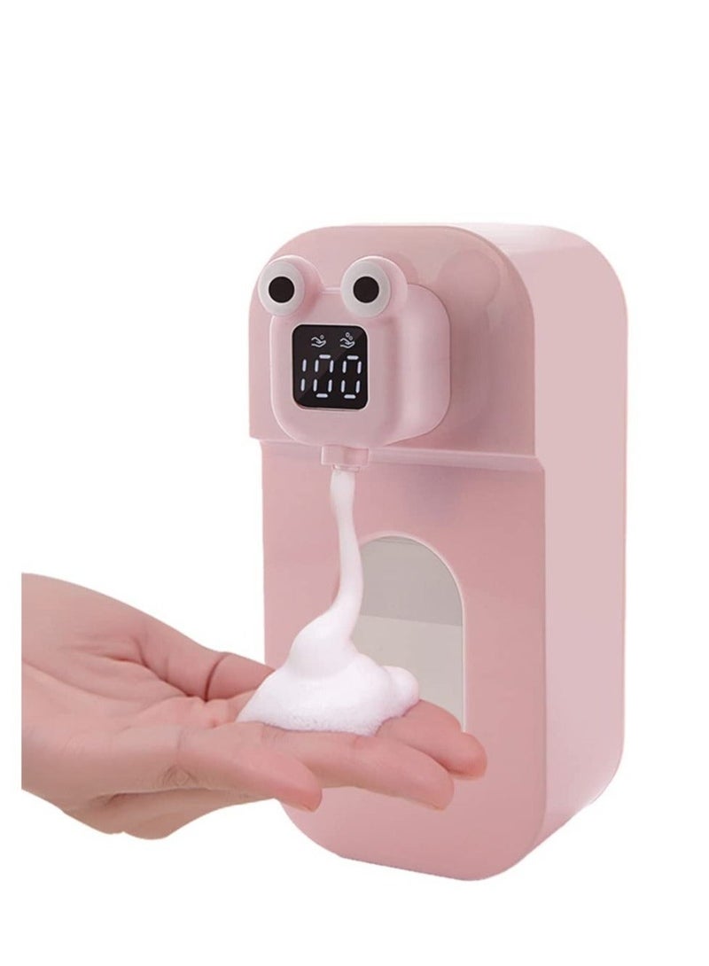 Y&D Automatic Foaming Soap Dispenser, Wall Mount Pink Frog Touchless USB Rechargeable Sensor Hand sanitizer Dispenser for Bathroom, Kitchen - Image 1