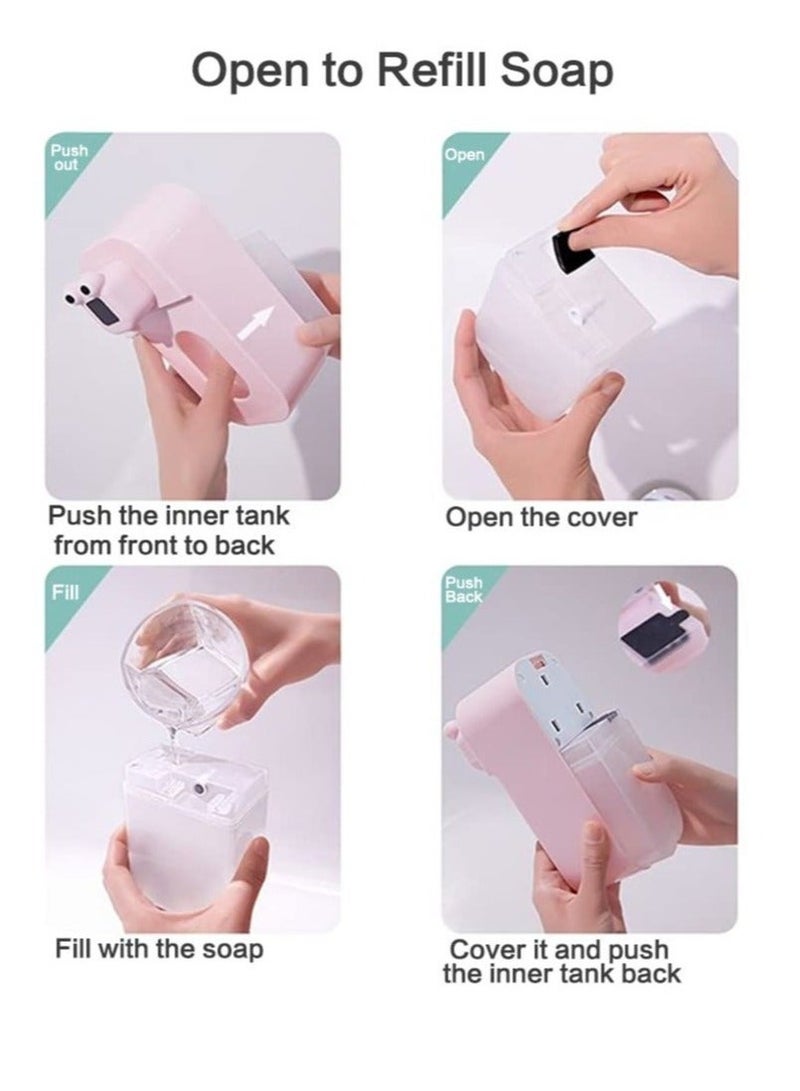 Y&D Automatic Foaming Soap Dispenser, Wall Mount Pink Frog Touchless USB Rechargeable Sensor Hand sanitizer Dispenser for Bathroom, Kitchen - Image 5