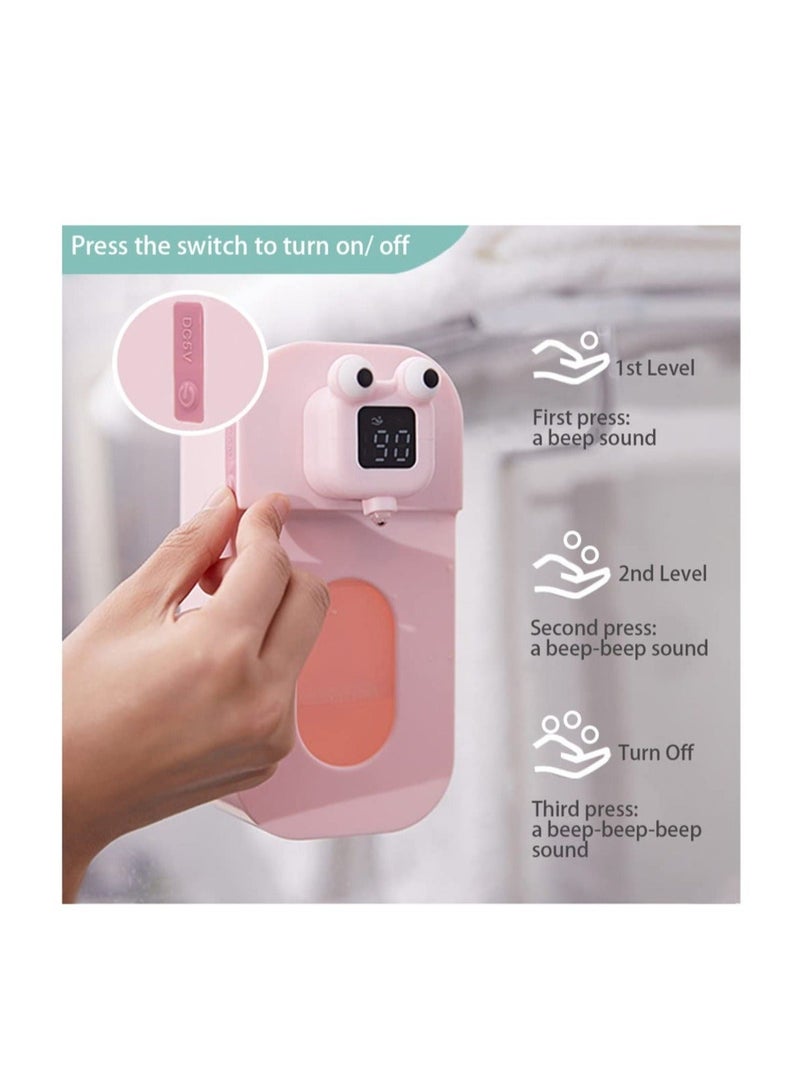 Y&D Automatic Foaming Soap Dispenser, Wall Mount Pink Frog Touchless USB Rechargeable Sensor Hand sanitizer Dispenser for Bathroom, Kitchen - Image 2