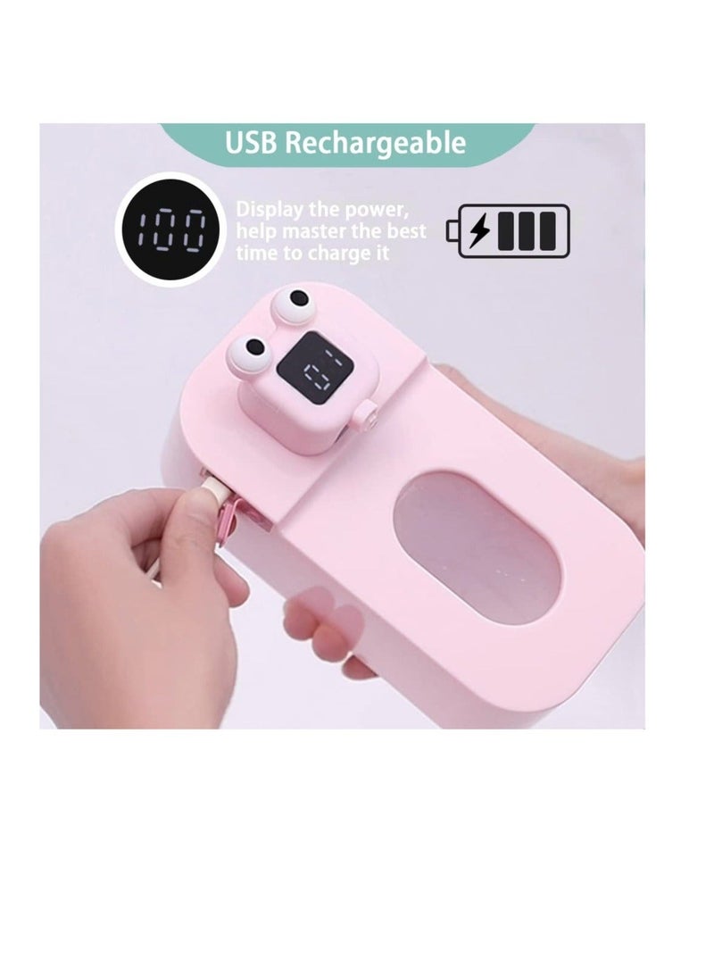 Y&D Automatic Foaming Soap Dispenser, Wall Mount Pink Frog Touchless USB Rechargeable Sensor Hand sanitizer Dispenser for Bathroom, Kitchen - Image 3