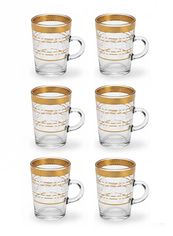 Dove 6-Piece Glass Tea Cup Set Clear/Gold 90ML - Image 1
