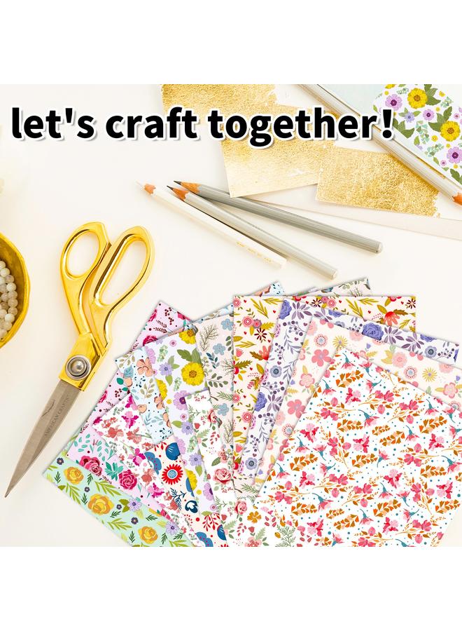 Bluejw 12 Sheets/pack Of Material Paper Fresh Floral DIY Decorative Hand Card Valentine's Day Background Paper - Image 5