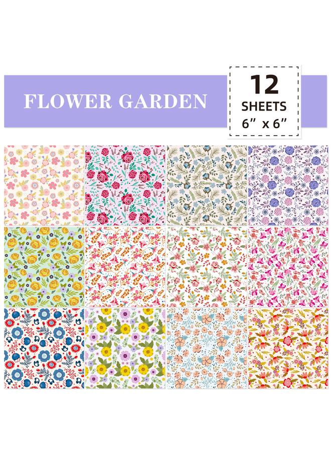 Bluejw 12 Sheets/pack Of Material Paper Fresh Floral DIY Decorative Hand Card Valentine's Day Background Paper - Image 3